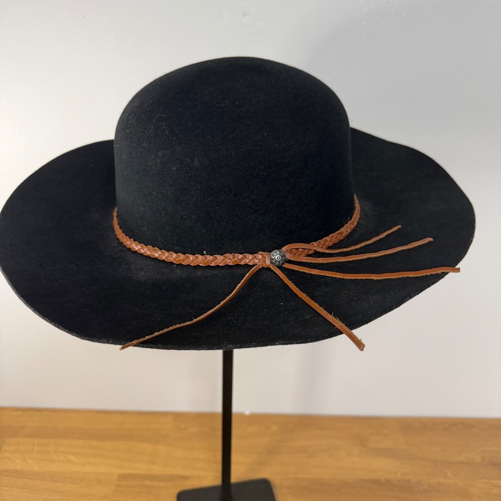 Charlie 1 Horse‎ Black Felt Wool Western Hat Braided Leather Band Size M